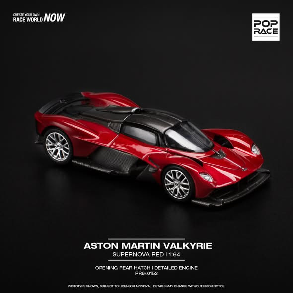 ASTON MARTIN VALKYRIE - SUPERNOVA RED (POP RACE, PR640152)