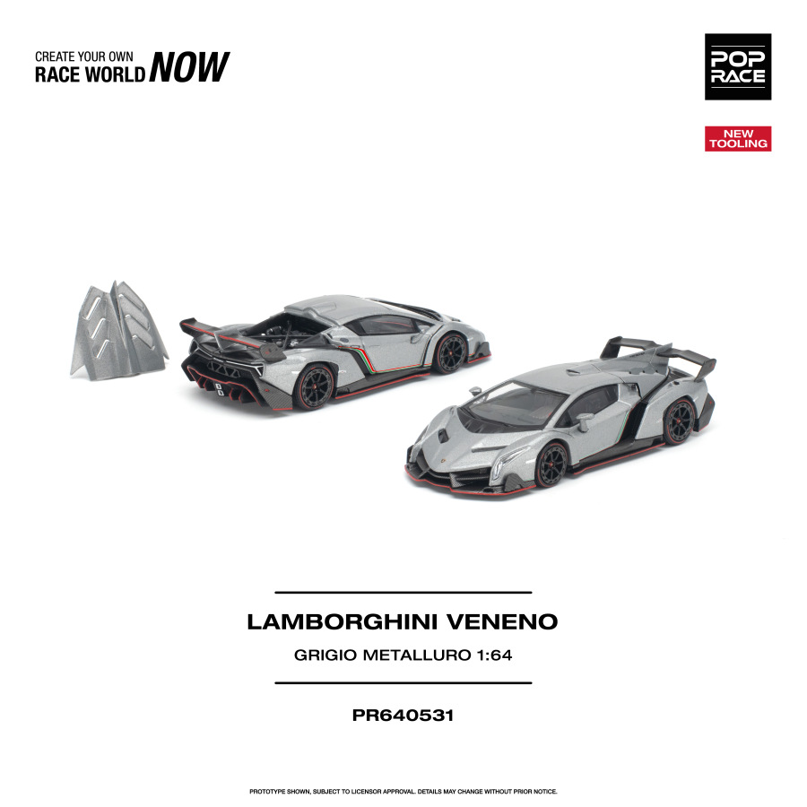 LAMBORGHINI VENENO GRIGIO METALLURO (POP RACE, PR640531)
