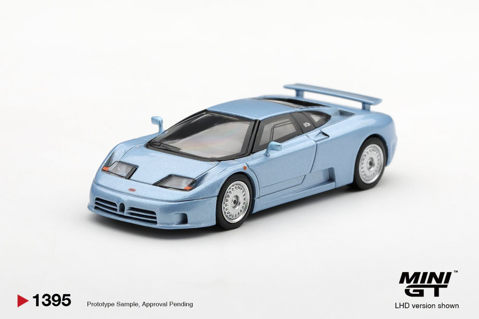 BUGATTI EB110 GT AZZURRO METALLIZZATO MONDIAL DE L'AUTOMOBILE 1992 (MINI GT, MGT01395)