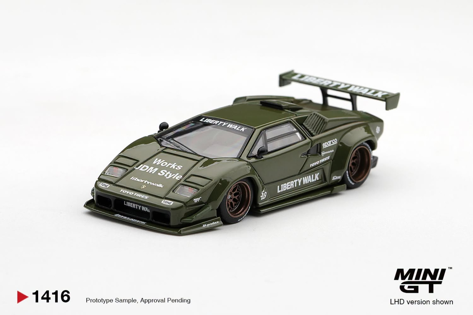 LAMBORGHINI COUNTACH LB-WORKS ARMY GREEN (MINI GT, MGT01416)