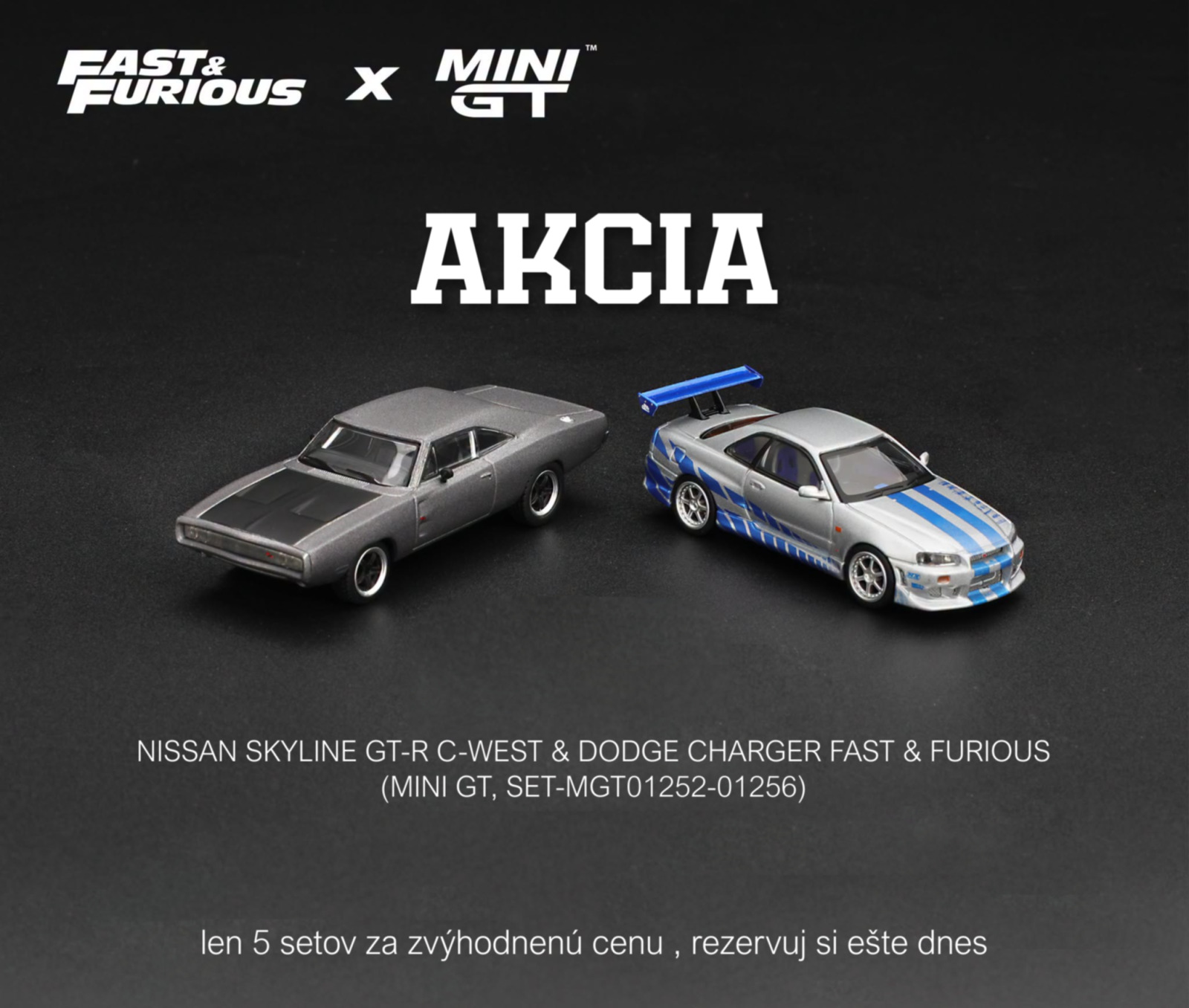 AKCIOVÝ SET: NISSAN SKYLINE GT-R C-WEST & DODGE CHARGER FAST & FURIOUS