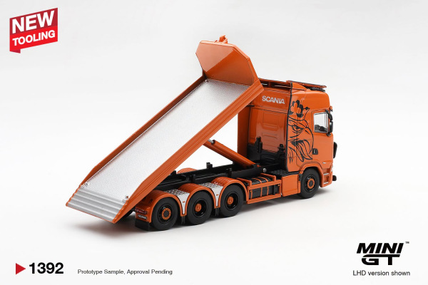 SCANIA 770S B8x4NA HOOKLIFT FLATBED ORANGE (MINI GT, MGT01392) 2