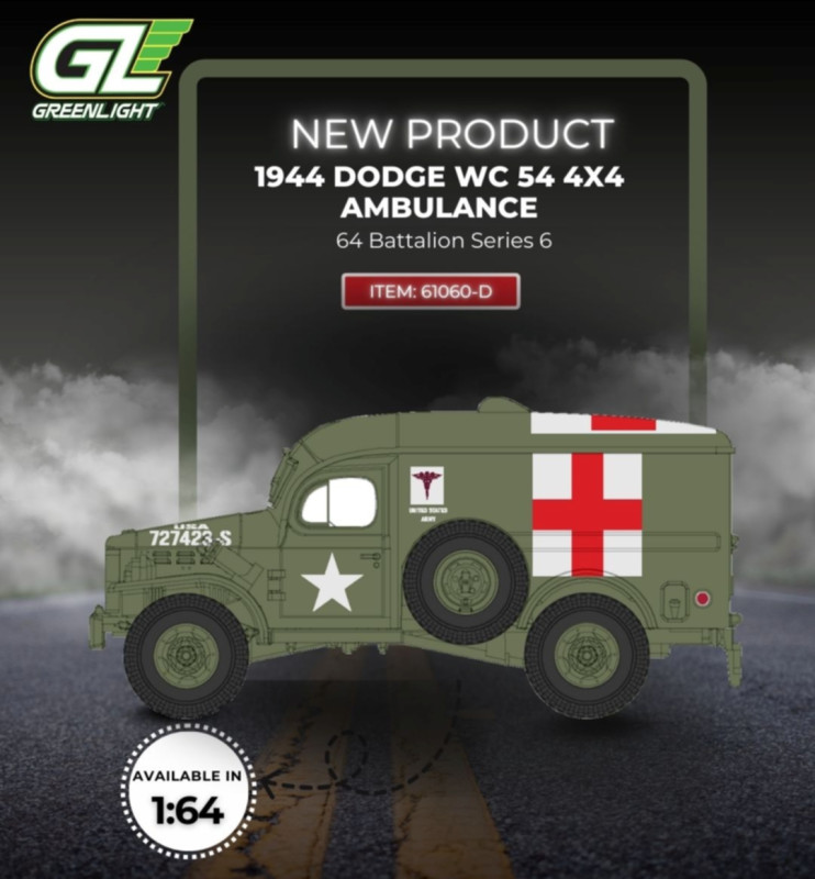 1944 Dodge WC 54 4×4 Ambulance (U.S. Army WWII) (Greenlight, 61060-D)