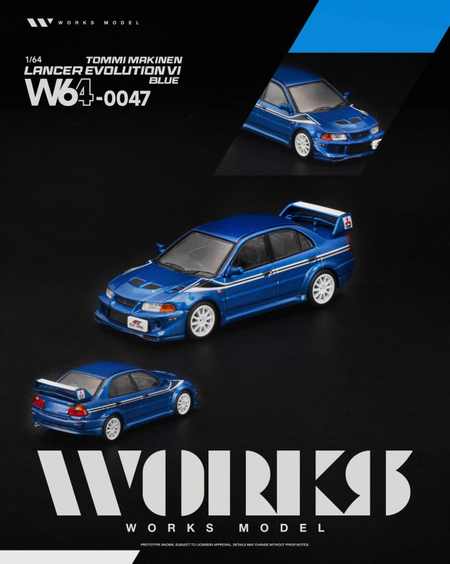 MITSUBISHI LANCER EVOLUTION VI TOMMI MAKINEN BLUE (WORKS MODEL, W640047)