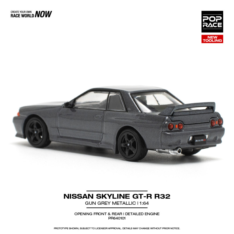 1/64 Nissan Skyline GT-R R32 - Gun Grey Metallic (POP-RACE, PR640101) 1