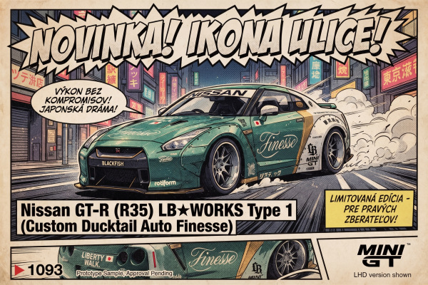 NISSAN GT-R (R35) LB★WORKS TYPE 1, CUSTOM DUCKTAIL AUTO FINESSE (MINI GT, MGT01093) 3