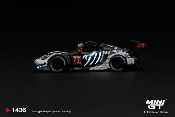 PORSCHE 911 GT3 R (992) #77 AO RACING "SKELETON REXY" 2026 IMSA (MINI GT, MGT01436) 2