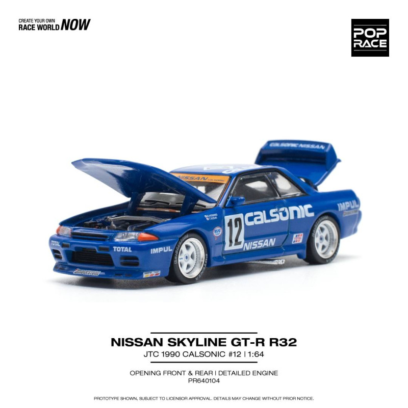 1/64 Nissan Skyline GT-R R32 JTC 1990 Calsonic #12 (POP-RACE, PR640104)