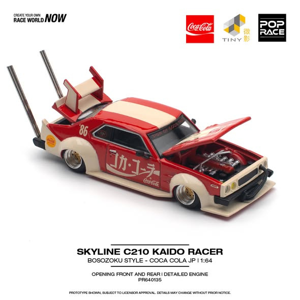 NISSAN SKYLINE C210 KAIDO RACER (BOSOZOKU STYLE) - COCA COLA JP (POP RACE, PR640135)