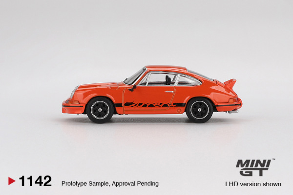 PORSCHE 911 CARRERA RS 2.7 TANGERINE WITH BLACK LIVERY (MINI GT, MGT01142) 2