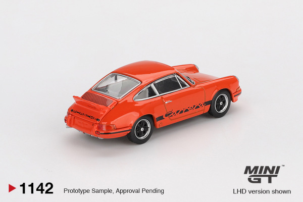 PORSCHE 911 CARRERA RS 2.7 TANGERINE WITH BLACK LIVERY (MINI GT, MGT01142) 1