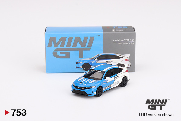 HONDA CIVIC TYPE R #3 2023 PACE CAR BLUE (MINI-GT, MGT00753)