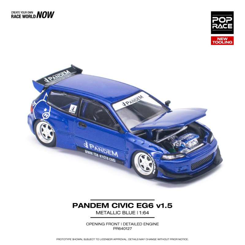 1/64 PANDEM Honda Civic EG6 v1.5 Metallic Blue (POP-RACE, PR640127)