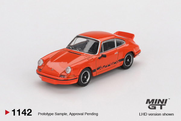 PORSCHE 911 CARRERA RS 2.7 TANGERINE WITH BLACK LIVERY (MINI GT, MGT01142)