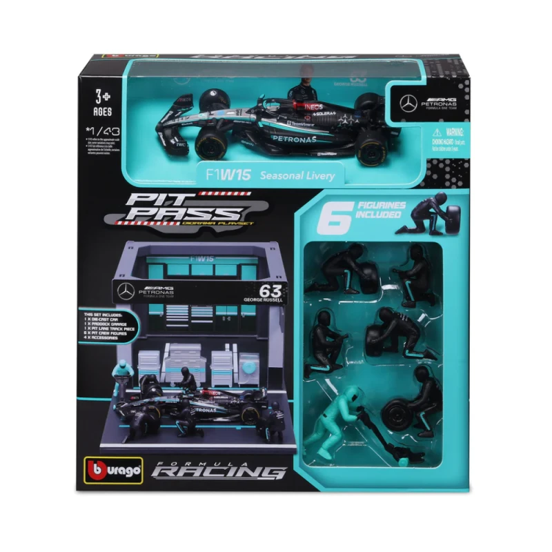 PIT STOP SET Mercedes-AMG W15 No.63 George Russell 2024 (Burago, 38452R) 4